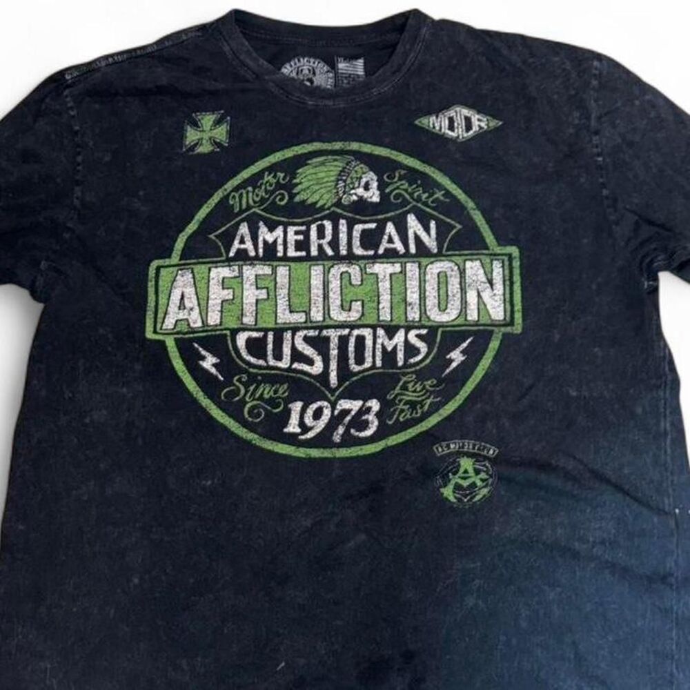 Affliction black t-shirt with green accents Size 3XL